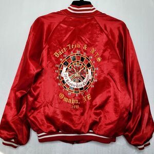 Vintage 1991 Dart Tech & NTS Omaha Nebraska Hartwell Satin Jacket Size Large